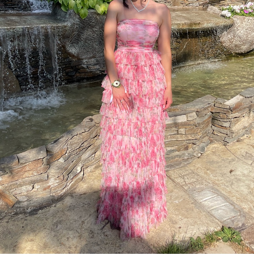 Chic Strapless Floral Maxi Dress